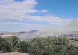 Un incendio activo en Úbeda desde la madrugada obliga al despliegue de medios aéreos y maquinaria pesada