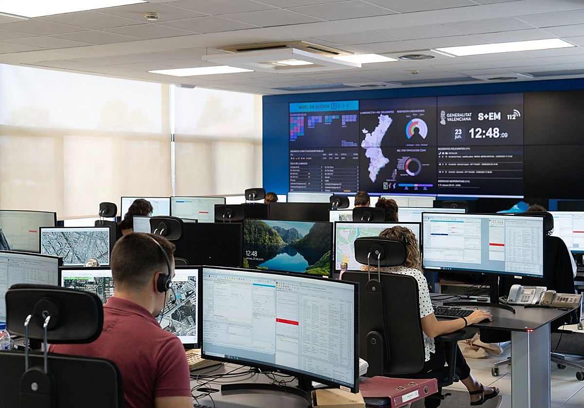 Imagen de archivo de la sala de atención del teléfono 112 en la Comunidad Valenciana
