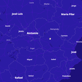 El mapa de los nombres en España, municipio a municipio