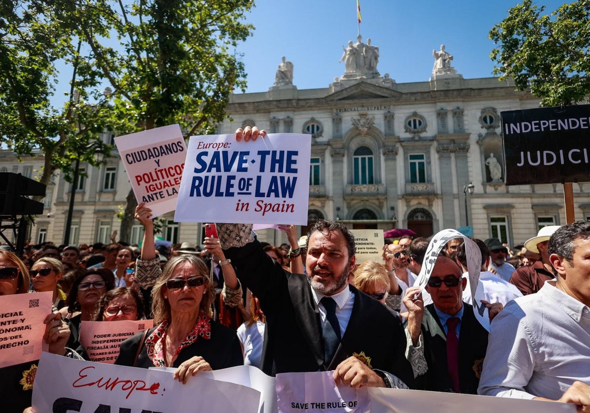Concentración de jueces y fiscales frente al Tribunal Supremo