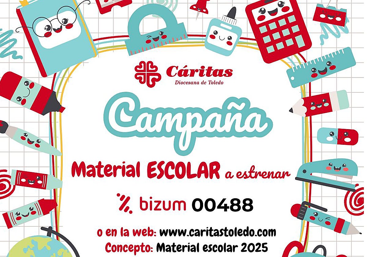 Cáritas Toledo inicia su campaña &#039;A estrenar&#039; para recoger material escolar y donativos de cara a la vuelta a las clases