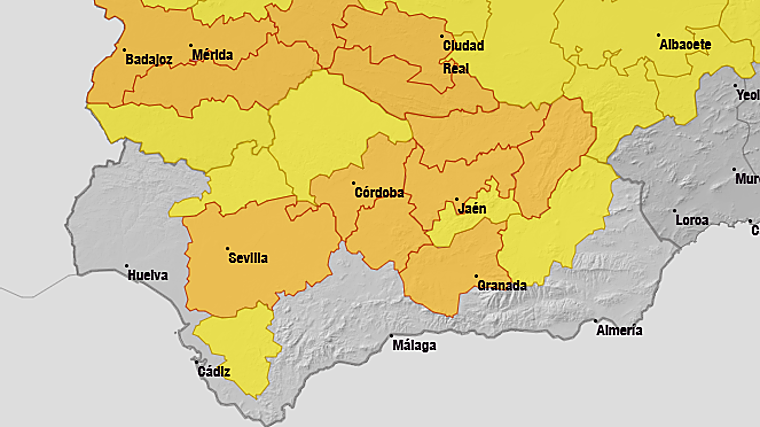 Avisos por calor en Andalucía miércoles 6 de agosto de 2025