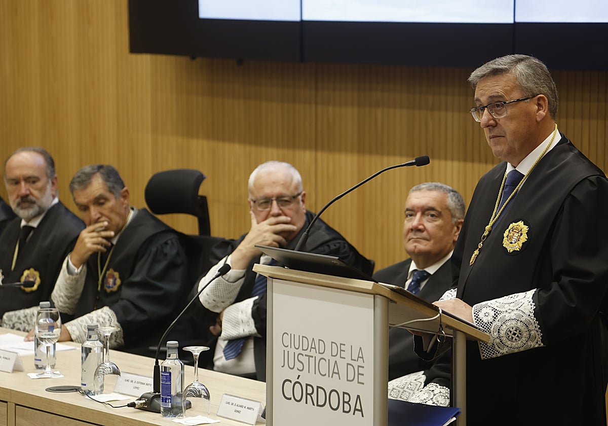 El presidente de la Audiencia Provincial de Córdoba, Miguel Ángel Pareja en su toma de posesión