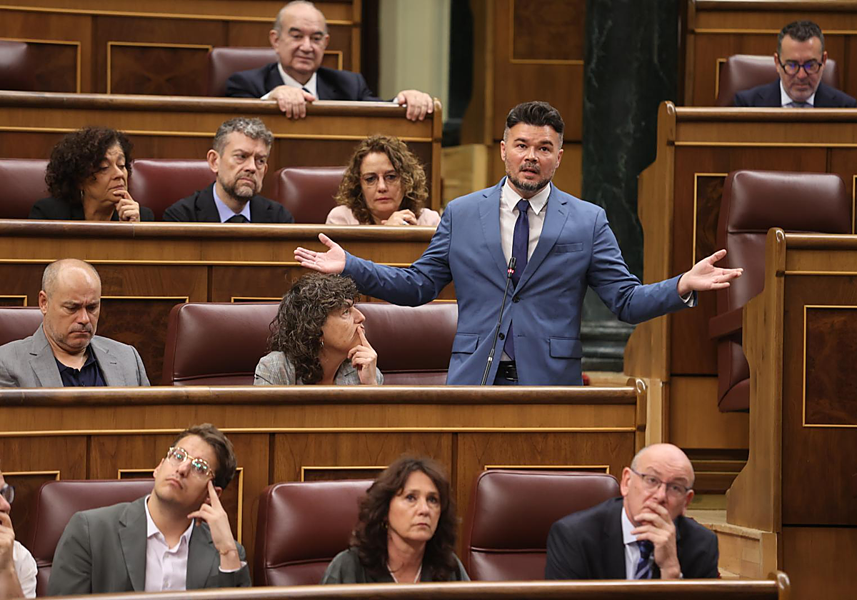 Gabriel Rufián, líder de ERC en el Congreso, durante una sesión de control al Gobierno, celebrada el mes de junio