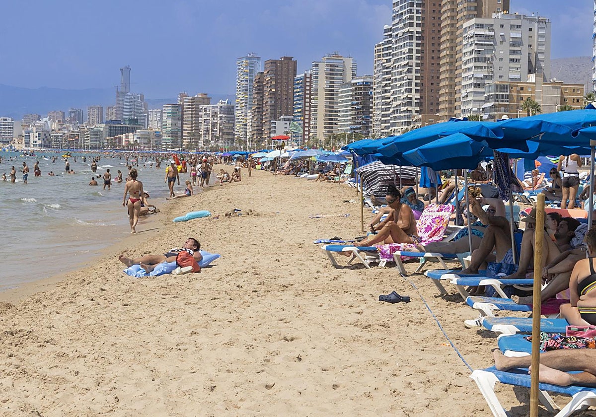 Las playas de Benidorm mantienen el pasillo en la orilla para los paseantes