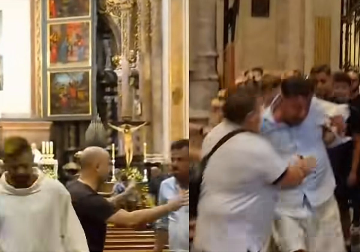 Imagen de la actuación del sacristán para hacer fuera a un hombre ebrio durante una misa en Valencia