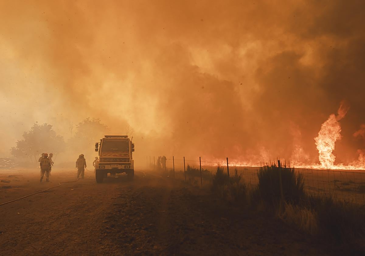 Cuatro trabajadores heridos, uno de ellos grave, mientras luchaban contra los incendios en Orense