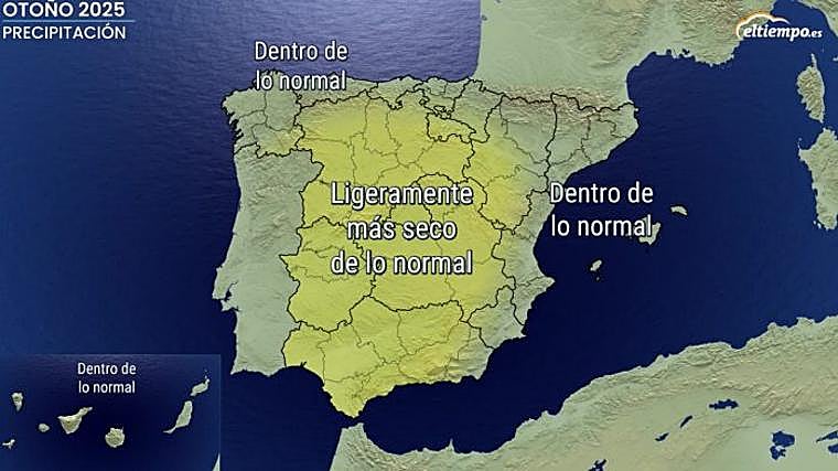 Anomalías de precipitación previstas en este otoño