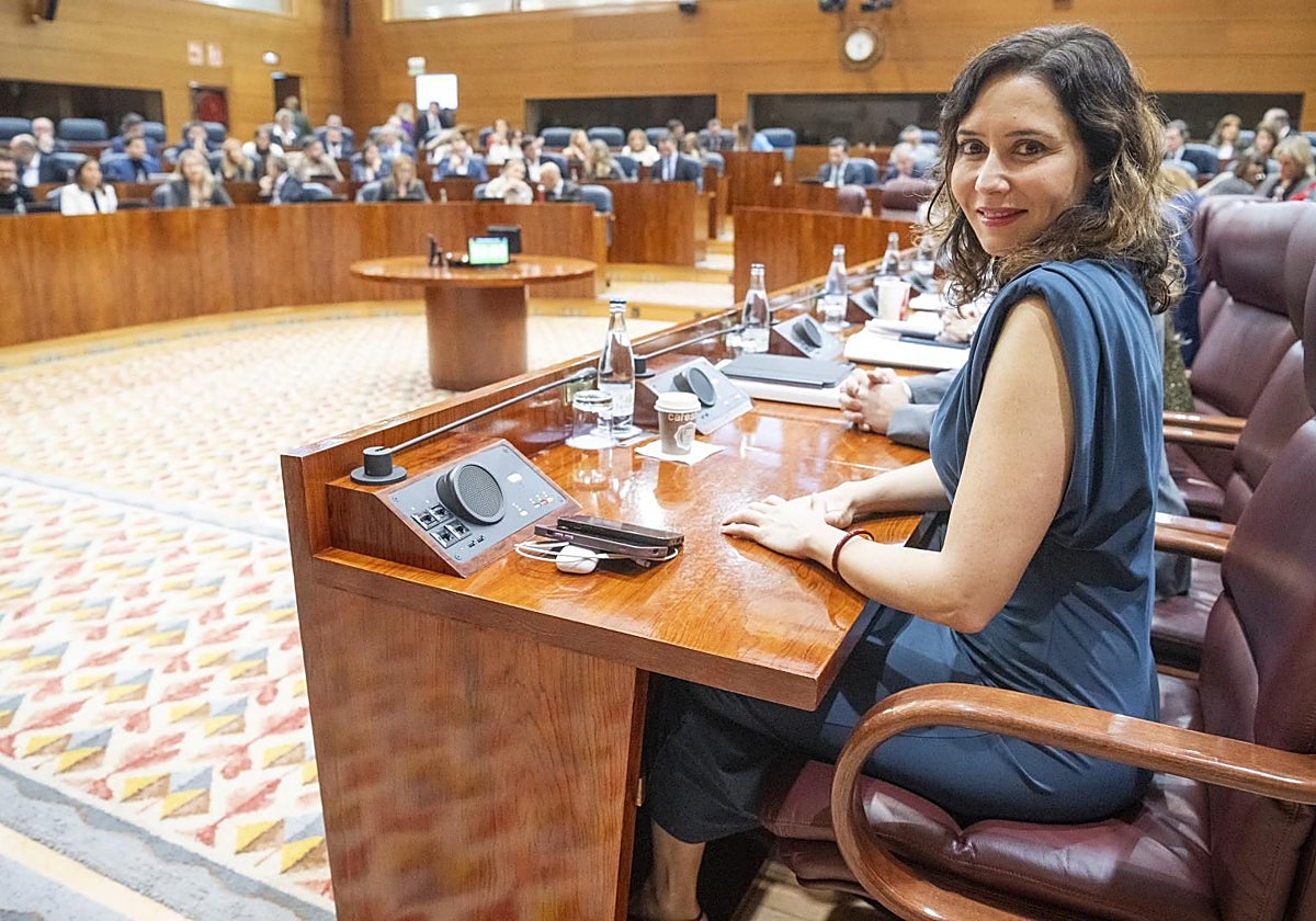 Isabel Díaz Ayuso, en la Asamblea de Madrid