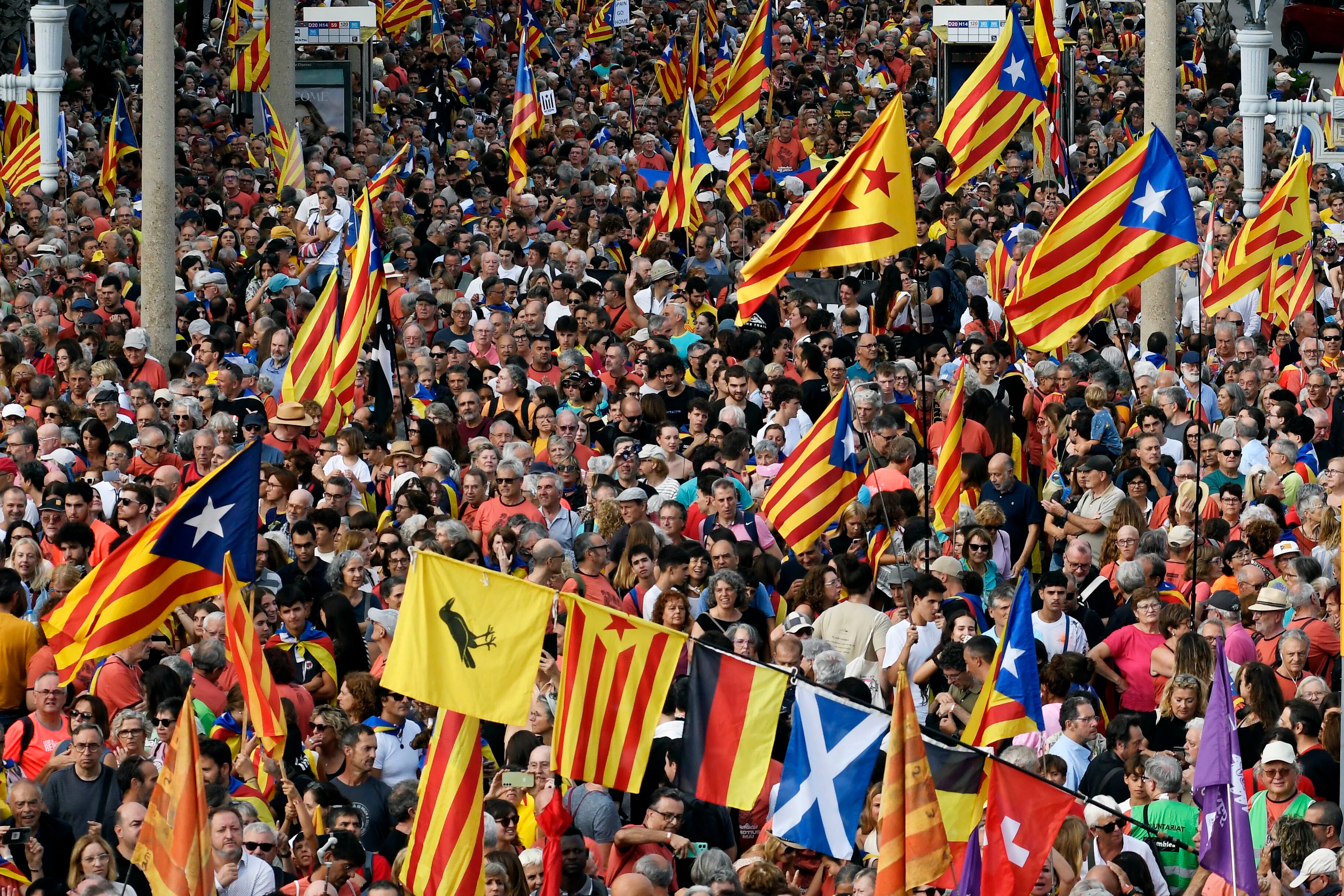 Banderas en la manifestación de la Diada en Barcelona.