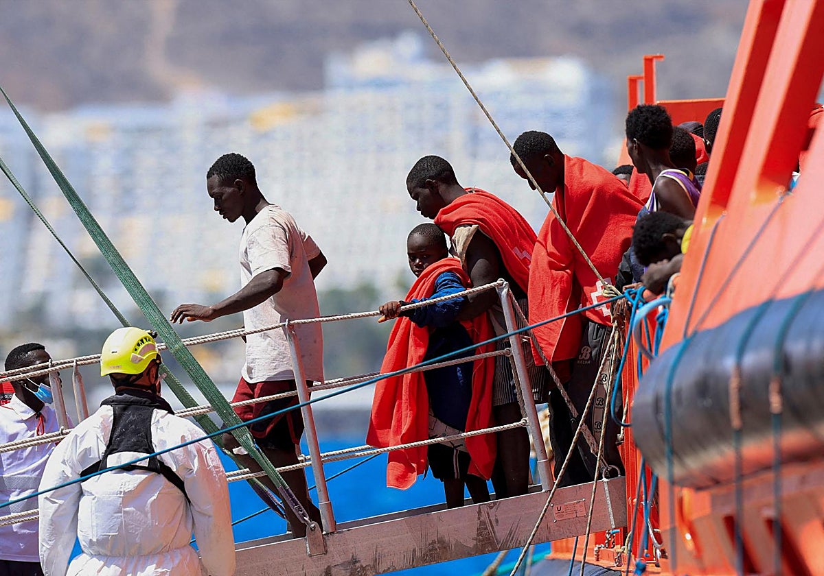 Desembarque en el muelle de Arguineguín el pasado 24 de agosto