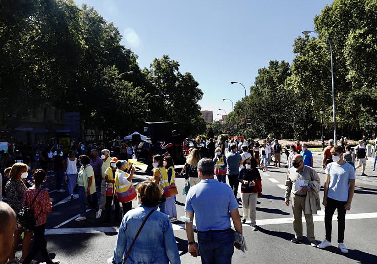 El paseo del Prado durante al edición de 2021 de la Semana Europea de la Movilidad