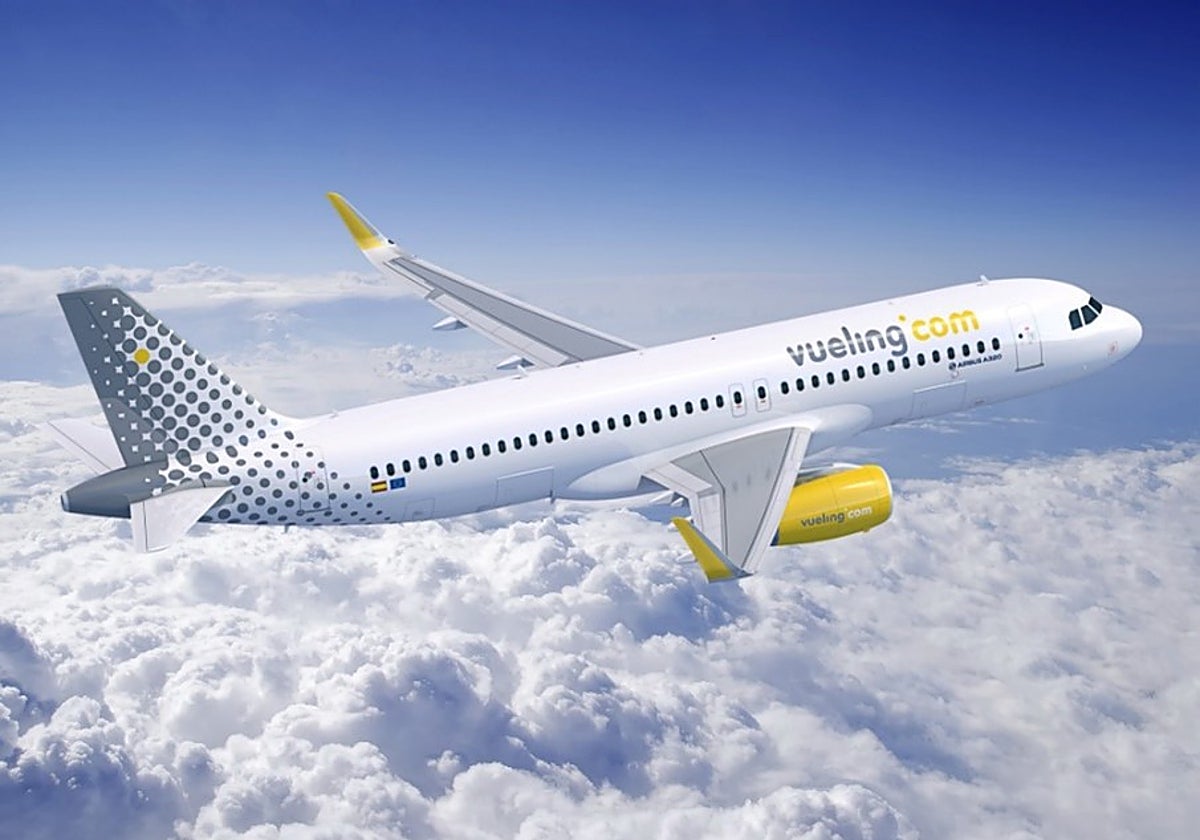 Un avión de Vueling, en pleno vuelo