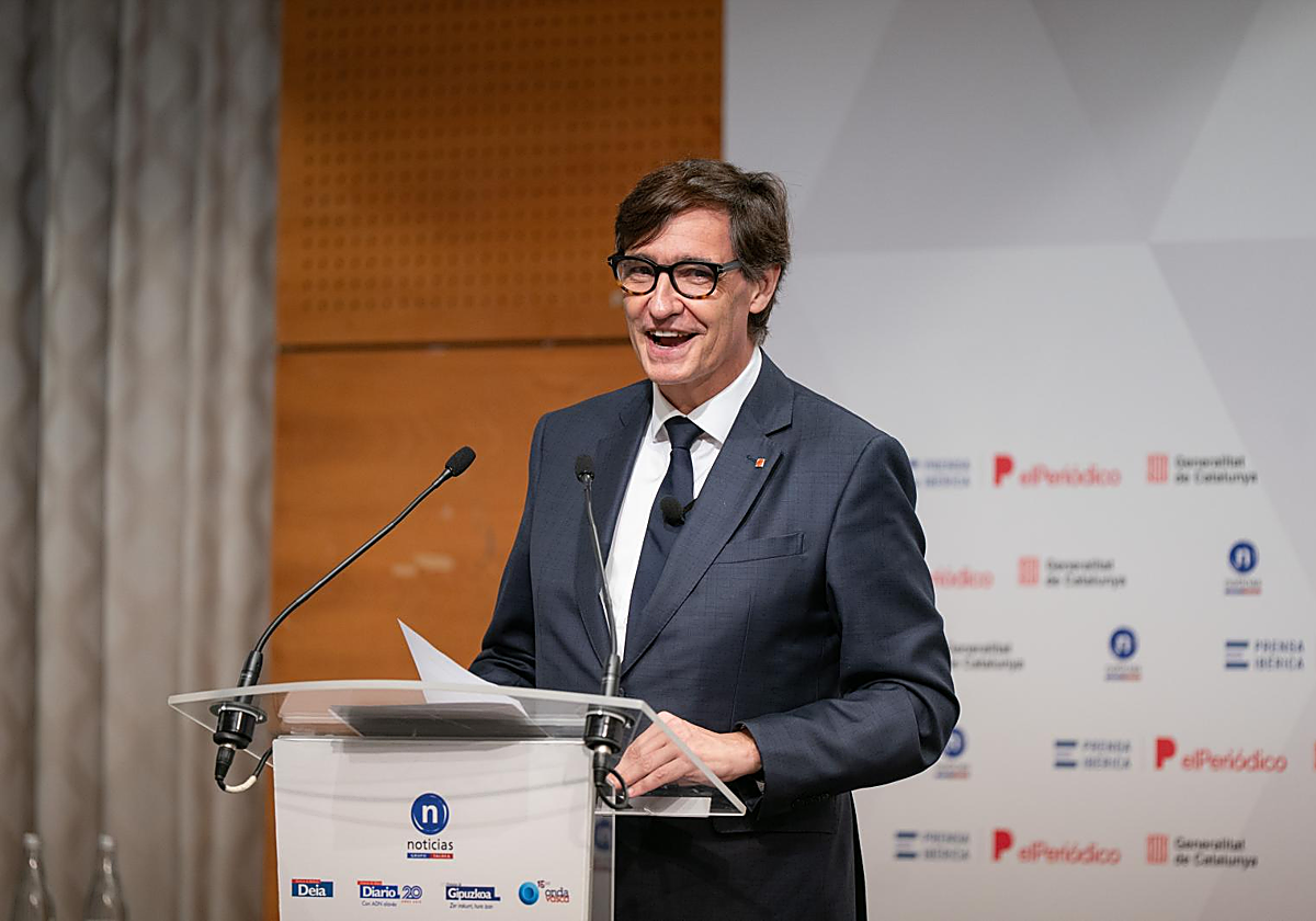 Salvador Illa, presidente de la Generalitat de Cataluña, hoy, en Vitoria