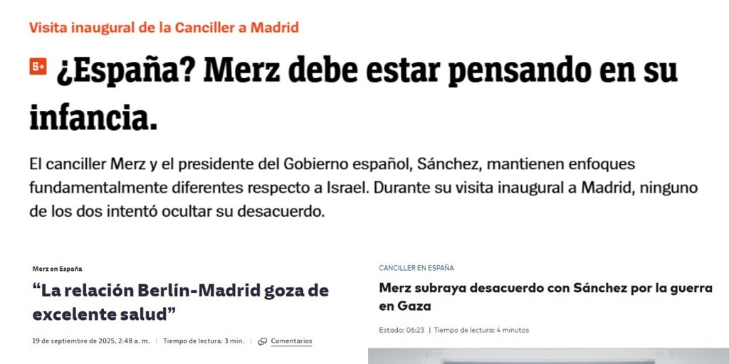 La prensa alemana destaca el desencuentro entre Merz y Sánchez