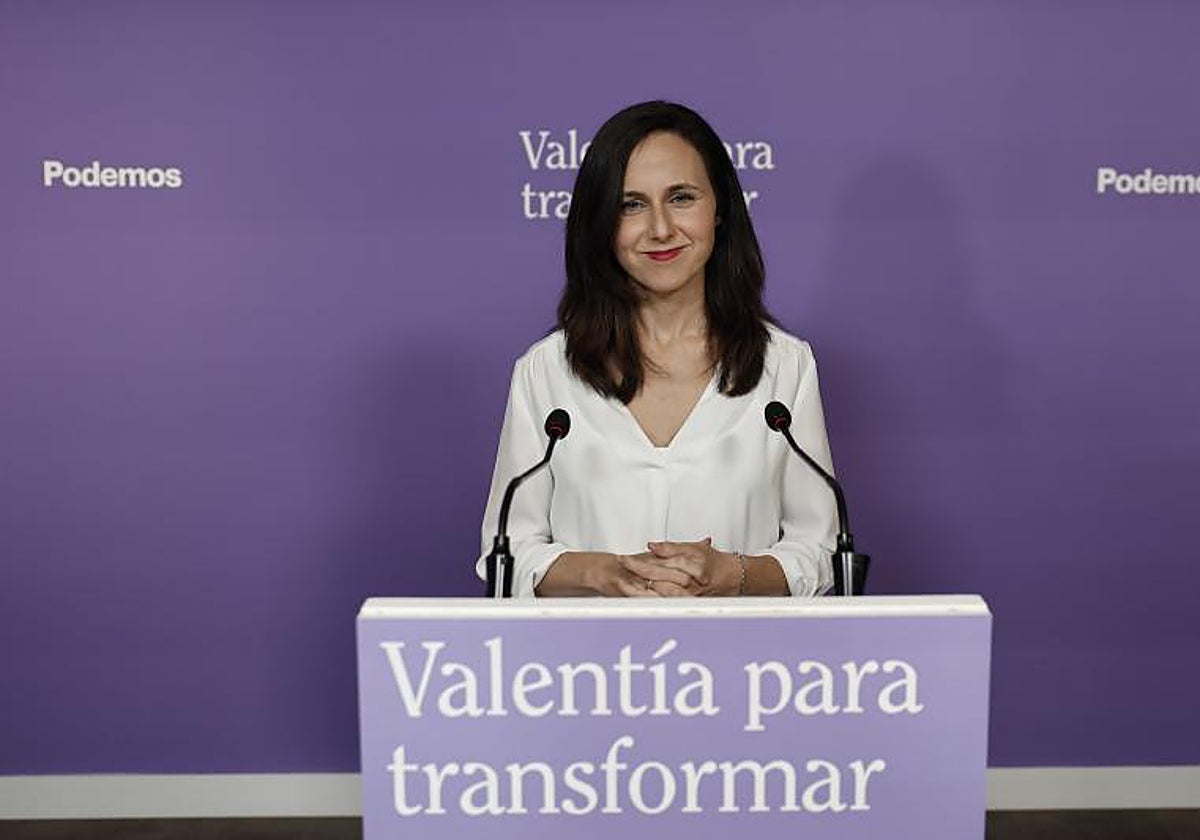 La líder de Podemos, Ione Belarra, en la sede del partido