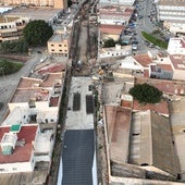 Imagen aérea de las obras del soterramiento en Almería en abril de 2025