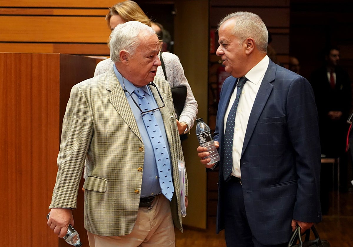 El consejero de Cultura y Turismo, Gonzalo Santonja, a su llegada al pleno de las Cortes de Castilla y León