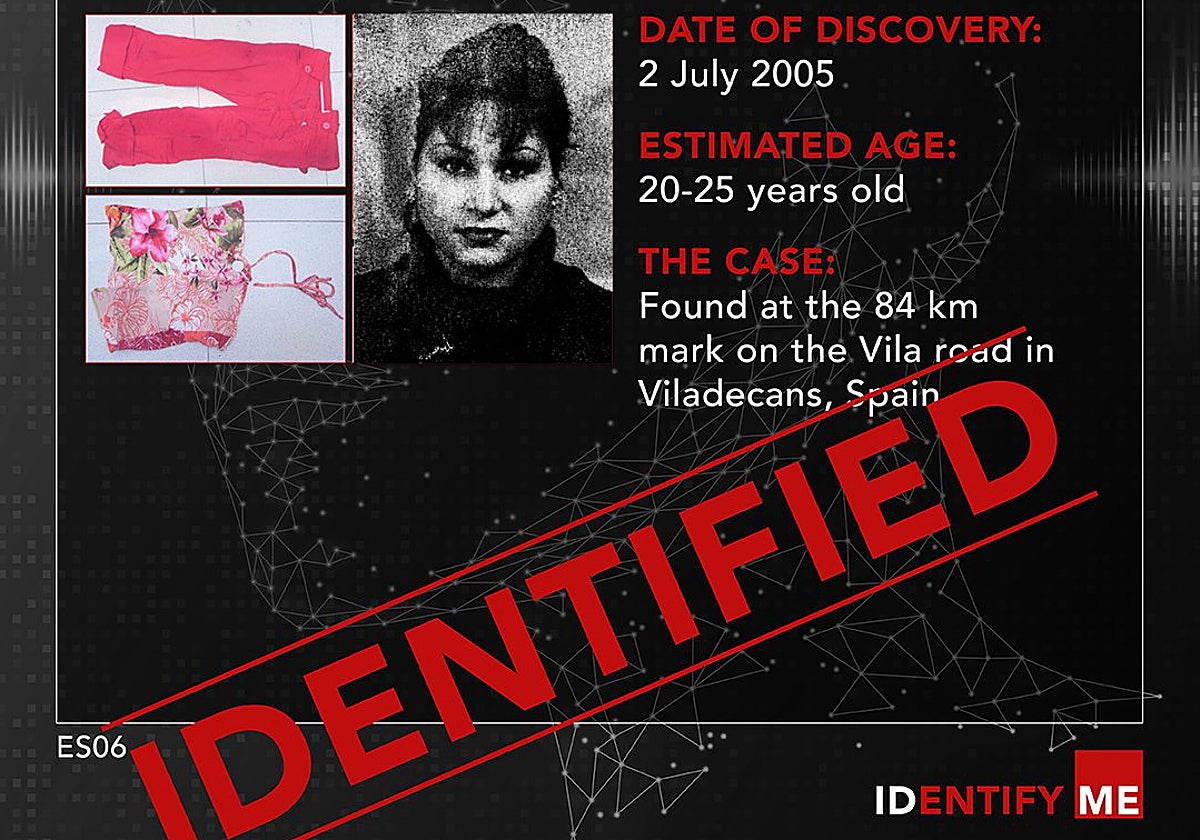 El cadáver localizado en julio de 2005, bautizado como 'la mujer de rosa', es de una ciudadana rusa llamada Liudmila Zavada