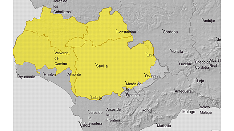 Avisos meteorológicos en Andalucía; se activa la alerta amarilla por lluvias en las provincias de Huelva y Sevilla