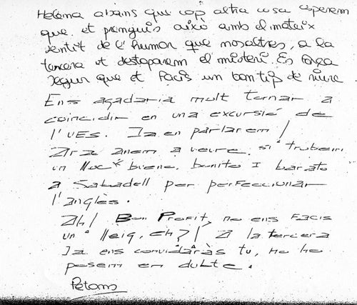 Uno de los dos anónimos que remitieron a Helena Jubany, junto a sendas bebidas adulteradas con somníferos, días antes de su asesinato
