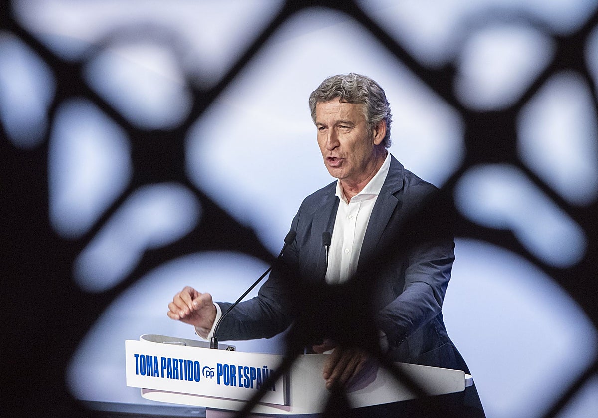 El líder del PP, Alberto Núñez Feijóo, hoy en Murcia