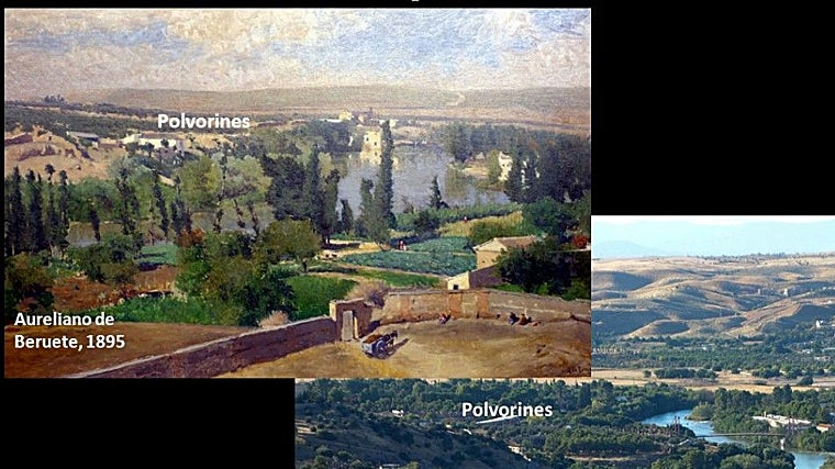 Cuadro de Aureliano de Beruete y estado actual de la zona de Polvorines