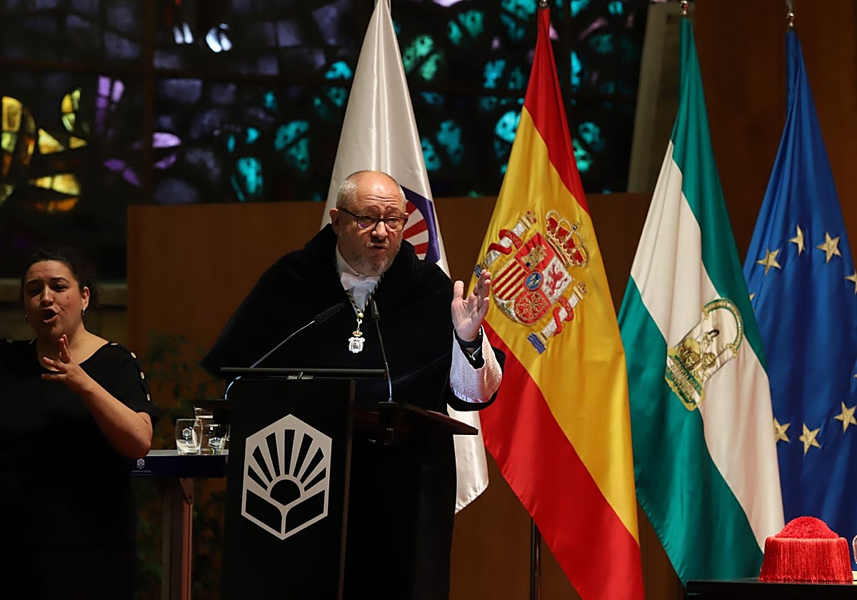 Manuel Torralbo, durante su discurso en el campus de Rabanales