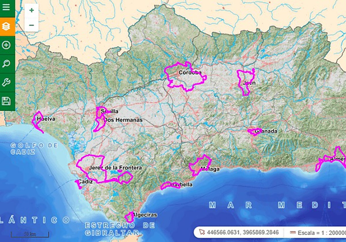 Captura de pantalla de la aplicación que permite acceder a la información de las reservas de suelo