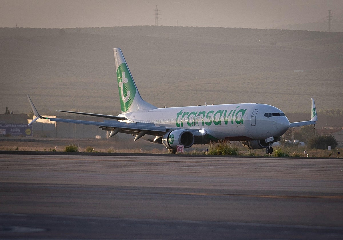 Un avión procedente de Amsterdam aterriza en el aeropuerto de Granada-Jaén