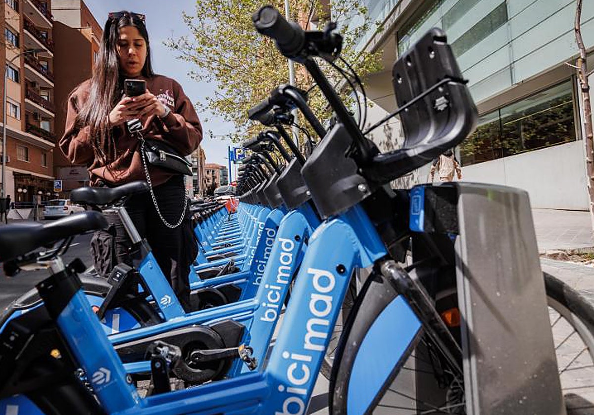 Una estación de bicimad, el sistema de alquiler municipal de bicicletas