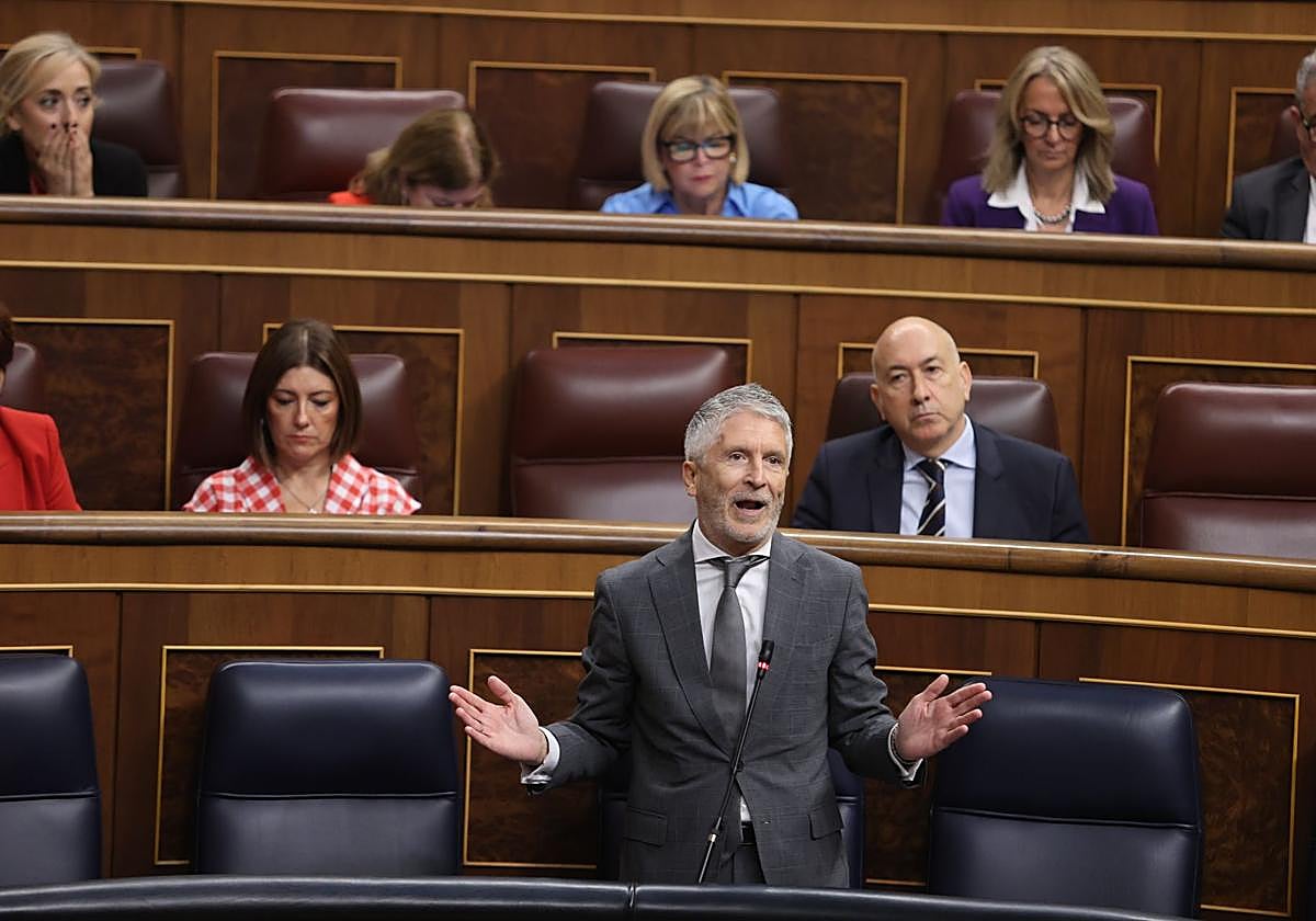 El ministro del Interior, Fernando Grande-Marlaska, en el Congreso de los Diputados