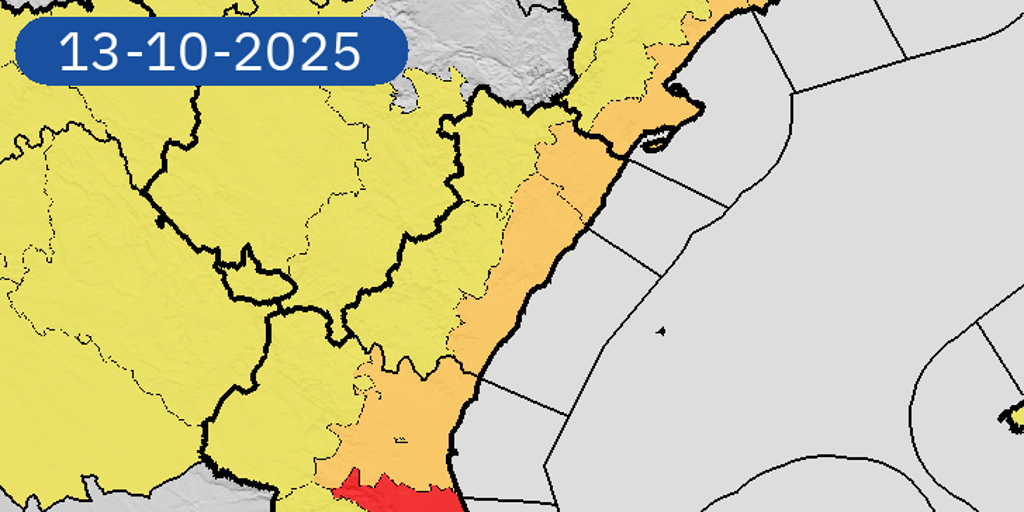 Alerta roja por lluvias torrenciales en el litoral sur de Valencia: la Generalitat envía el Es-Alert