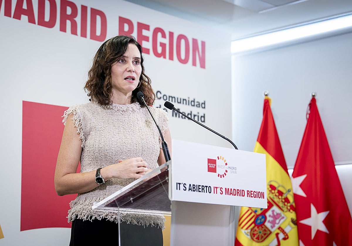 Isabel Díaz Ayuso, en la presentación de la memoria de Invest in Madrid
