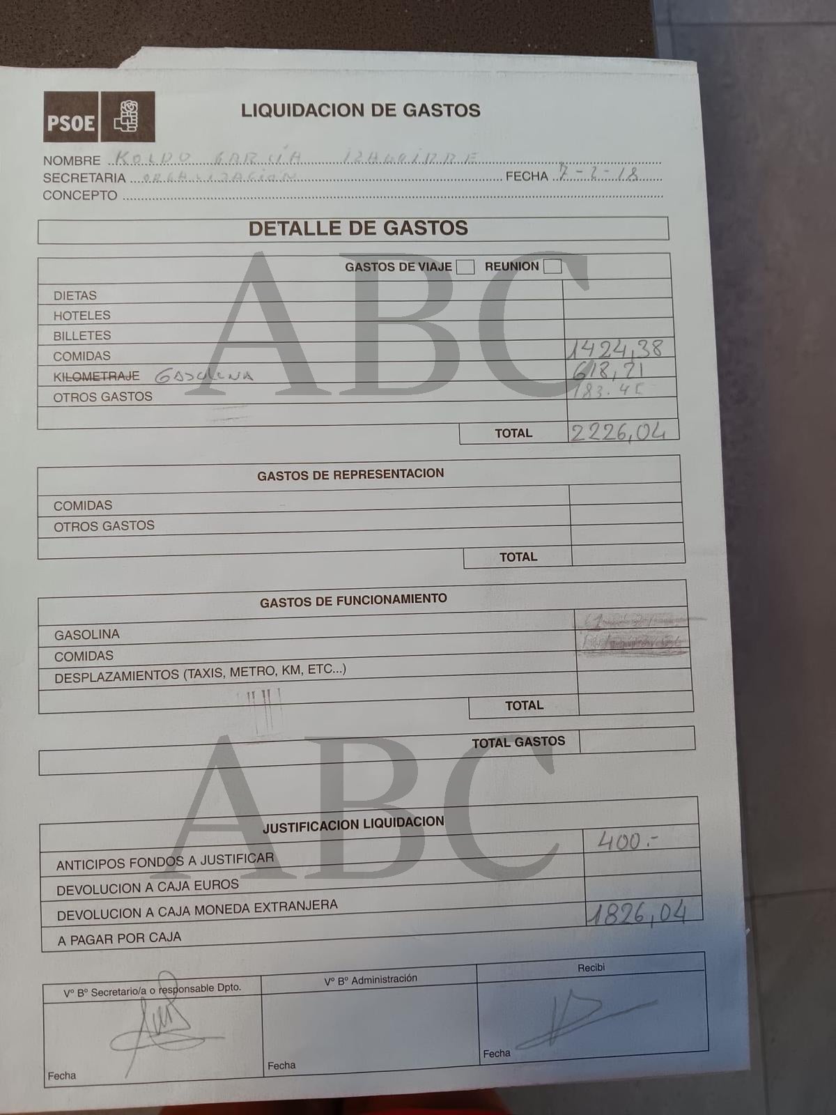 Imagen - Gasolina, dietas, comidas.... los pagos de miles de euros del PSOE a Koldo y Ábalos
