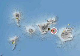 El IGN registra un terremoto de magnitud 3,4 entre Tenerife y Gran Canaria