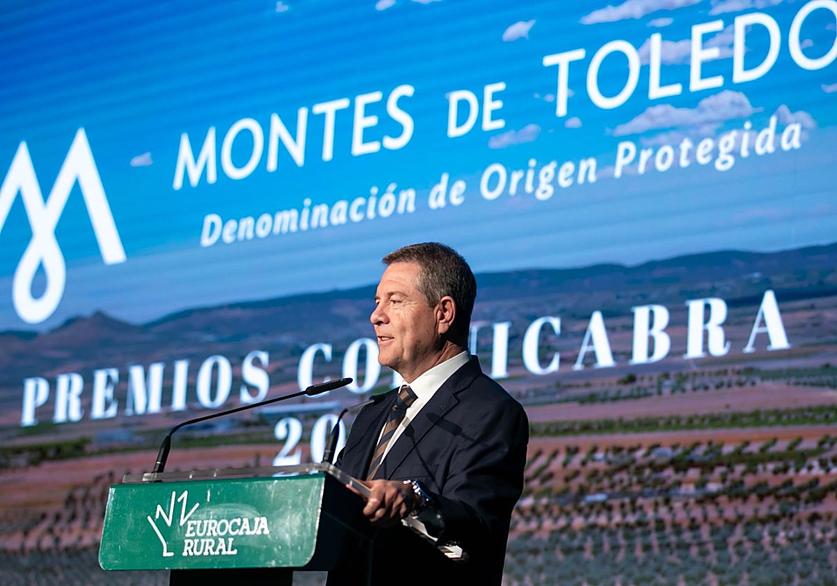 Emiliano García-Page durante un acto de la DOP 'Montes de Toledo'