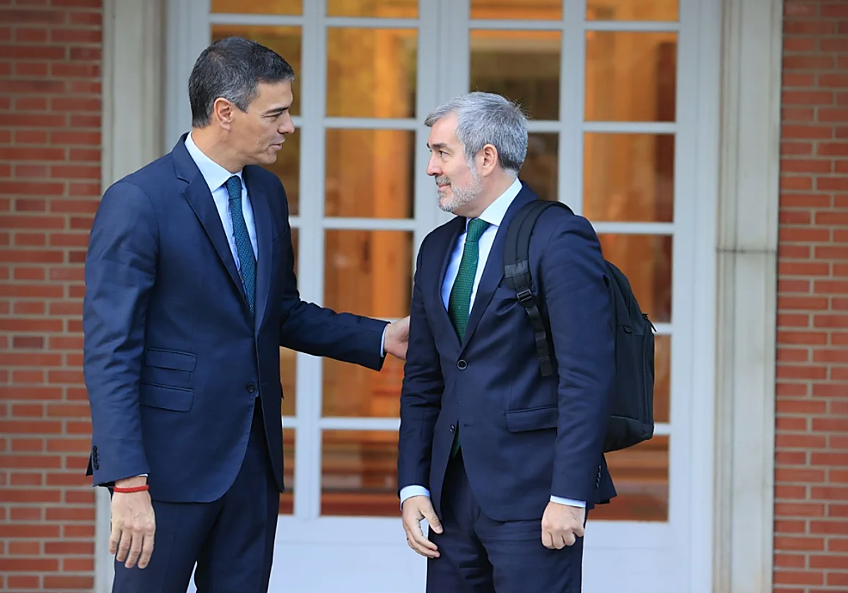 Sánchez, en una recepción a Clavijo en el Palacio de la Moncloa