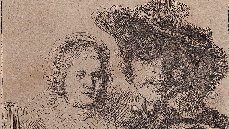 La obra «Rembrandt y Saskia (Pareja)» en la exposición de Rembrandt en el Thyssen de Málaga