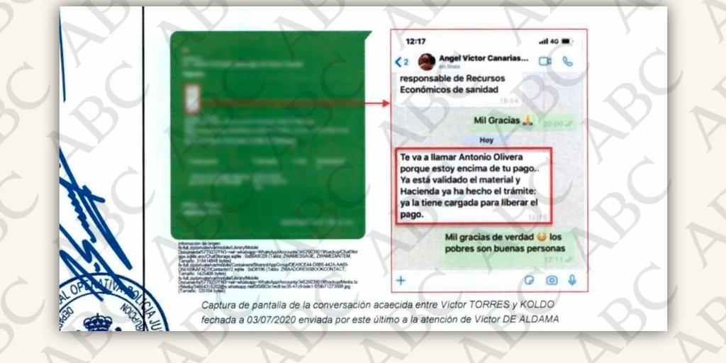 Ángel Víctor Torres agilizó personalmente el cobro de la empresa de la trama de las mascarillas: «Estoy encima de tu pago»