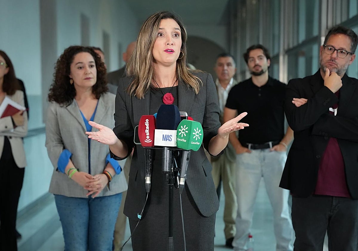 La socialista María Márquez, en la comparecencia con Por Andalucía y Adelante Andalucía de la semana pasada