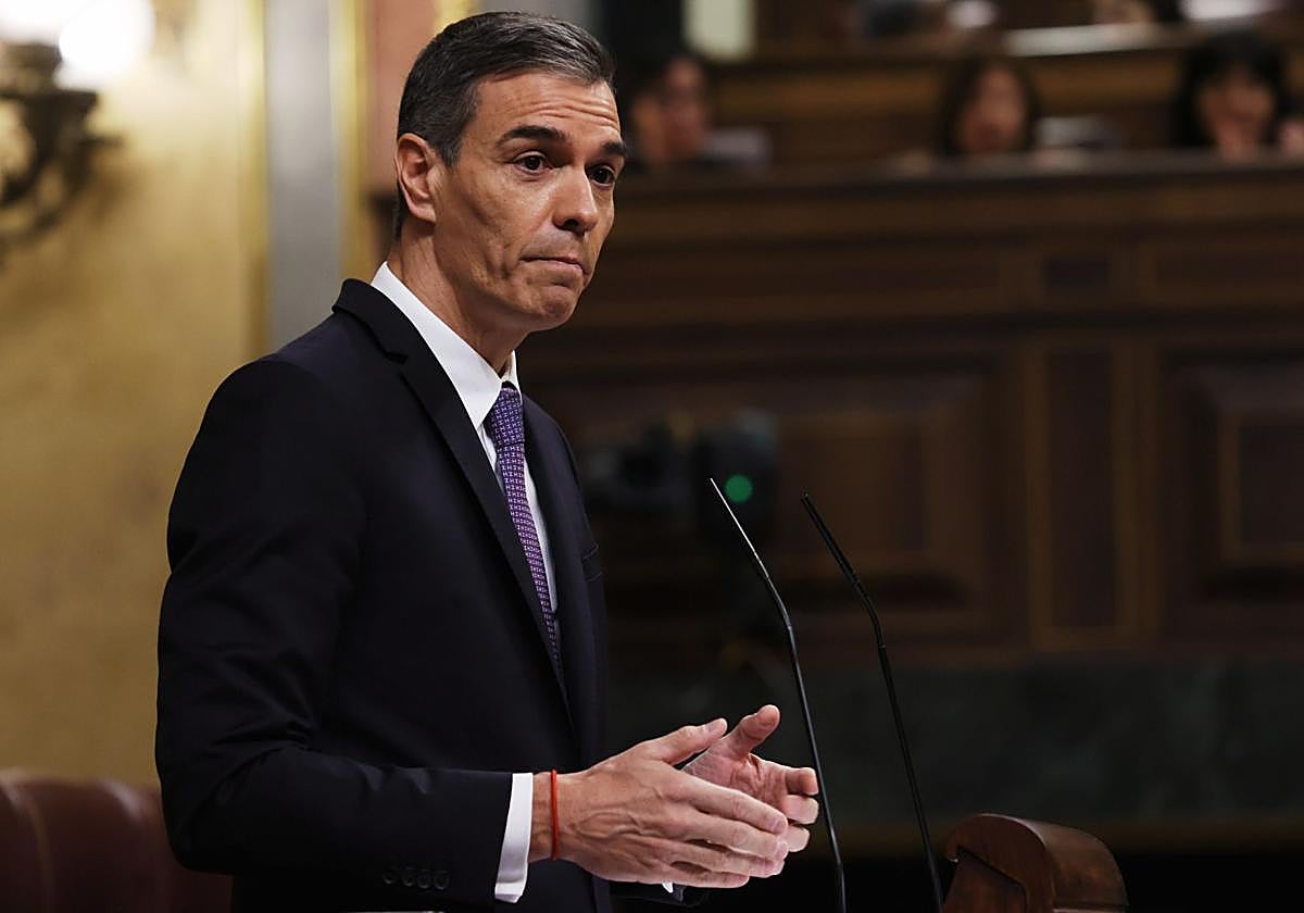 Pedro Sánchez, durante su comparecencia en el Congreso