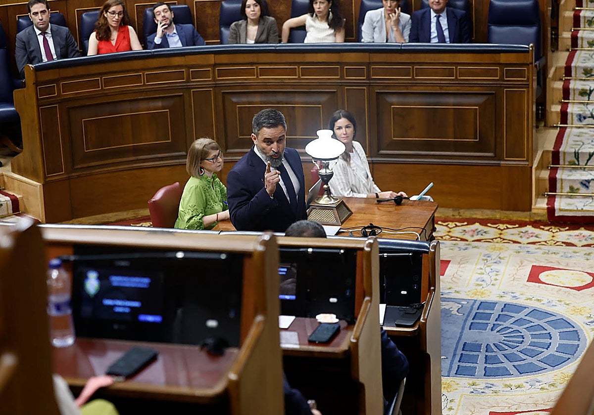 Abascal advierte con el dedo a Sánchez en el Congreso