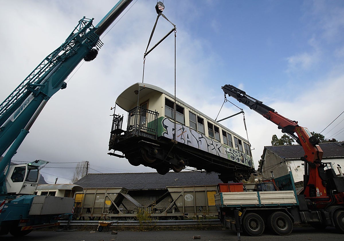 Recepción de los vagones para su reparación en Villablino (León)