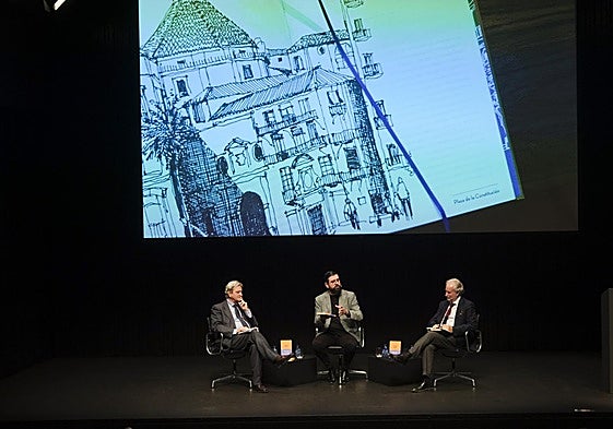 Salvador Moreno Peralta, Manu Sánchez y Rafael Porras durante el coloquio