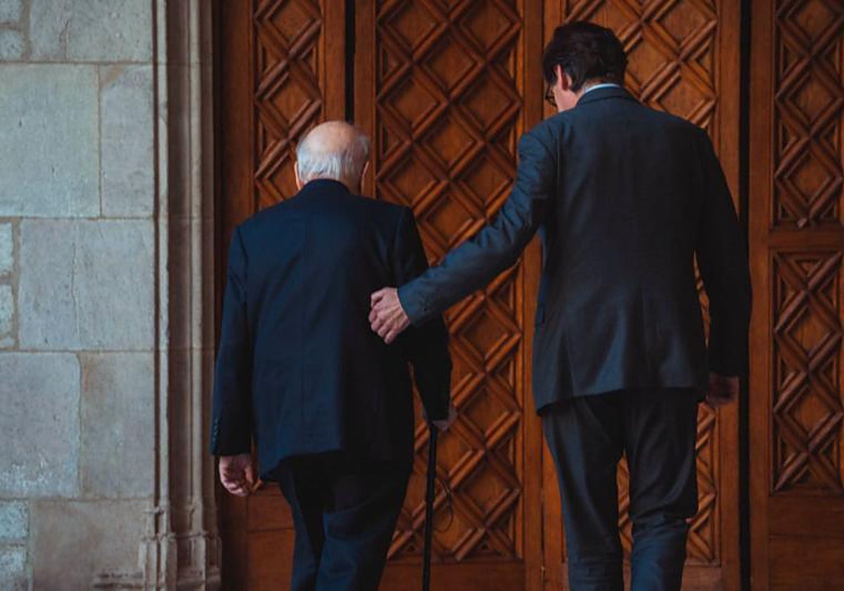 Salvador Illa junto a Jordi Pujol