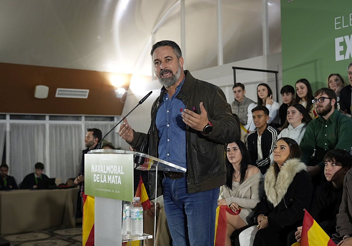 Santiago Abascal en un acto en Extremadura