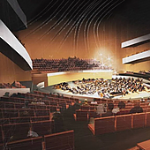 Reconstrucción de la sala principal del futuro Auditorio de Málaga