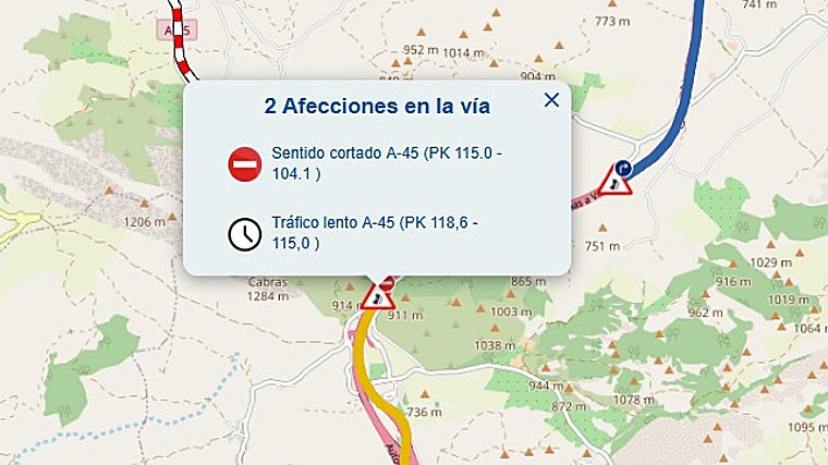 Un accidente entre dos camiones en la A-45 en Antequera mantiene tráfico lento y obliga a desvíos en sentido a Córdoba