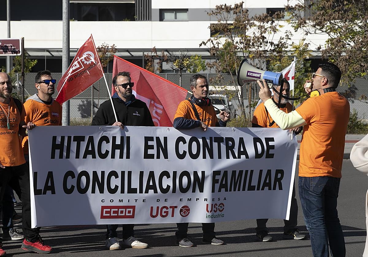 Imagen de una de las manifestaciones de los trabajadores de Hitachi
